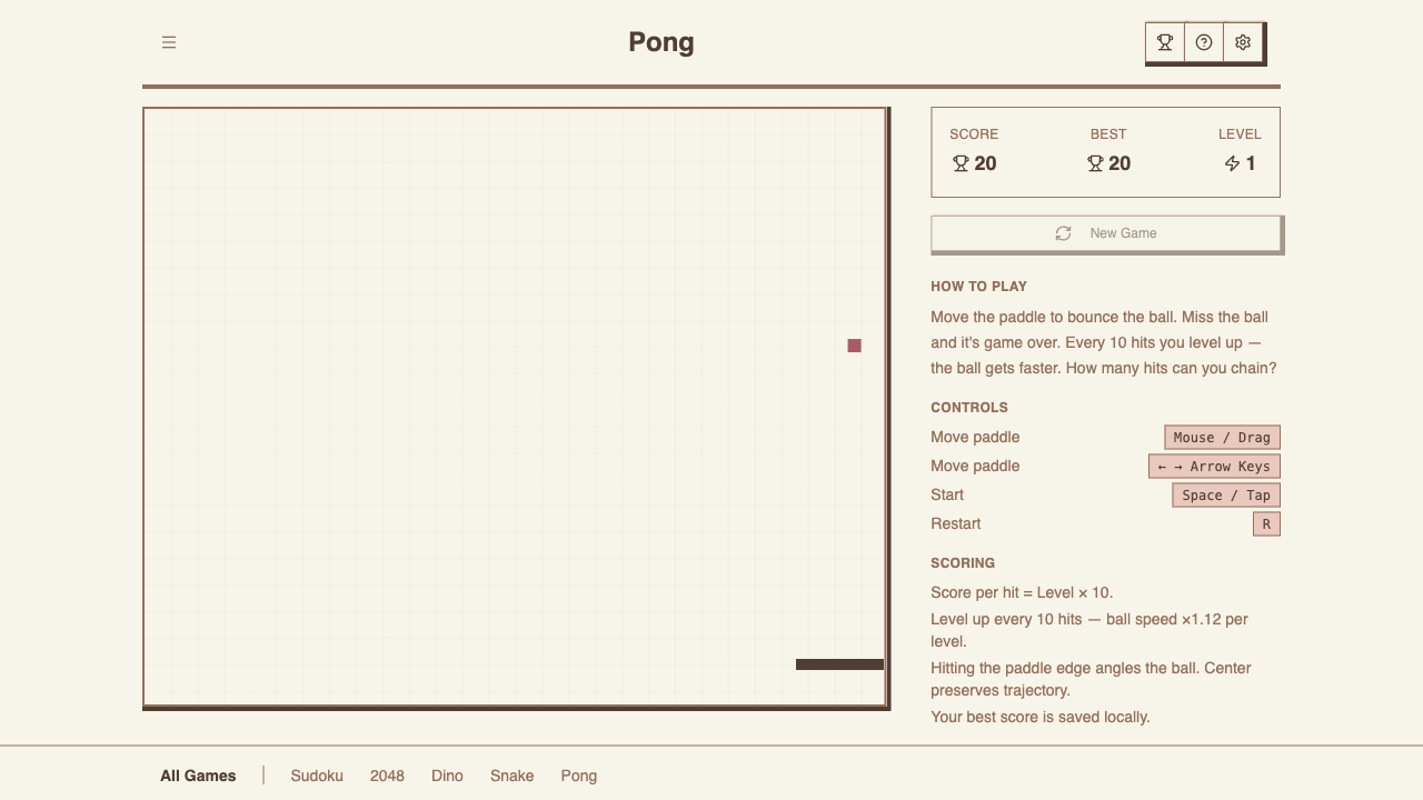 Pong game preview